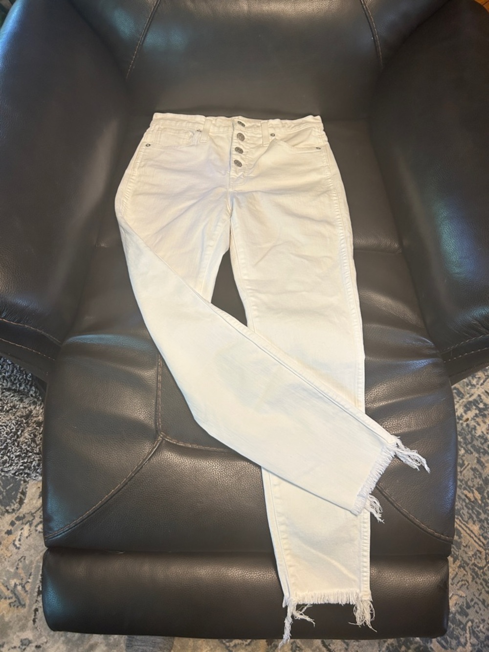 High-Rise White Button-Fly Women’s Jeans